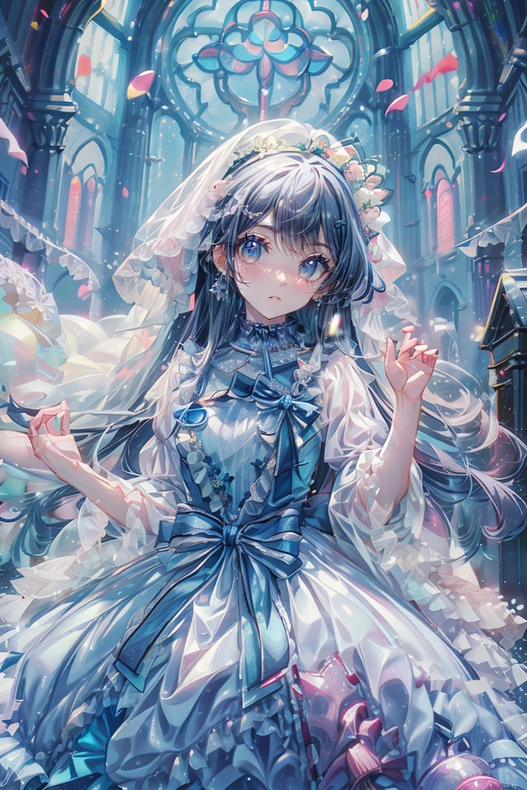 church、Anime Style、Storytelling、、beautiful girl、とてもcute天使、Wedding dress、cute、Baby Face、smile、