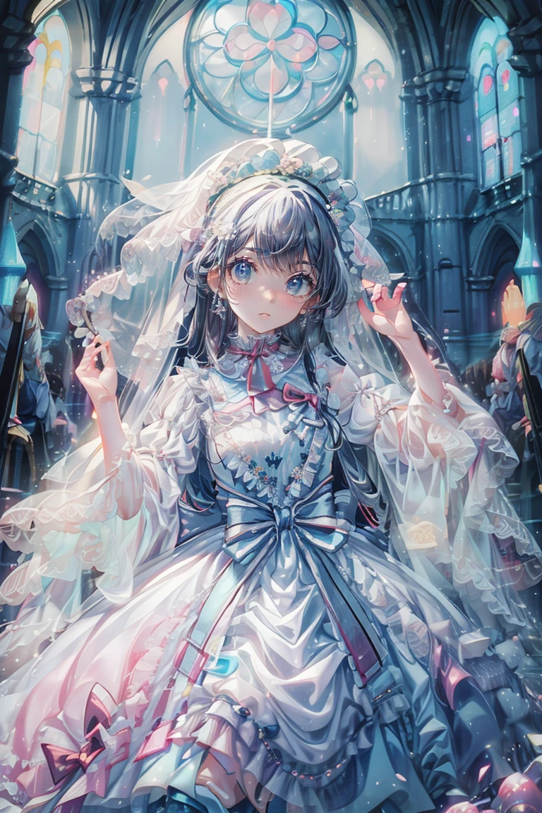 church、Anime Style、Storytelling、、beautiful girl、とてもcute天使、Wedding dress、cute、Baby Face、smile、