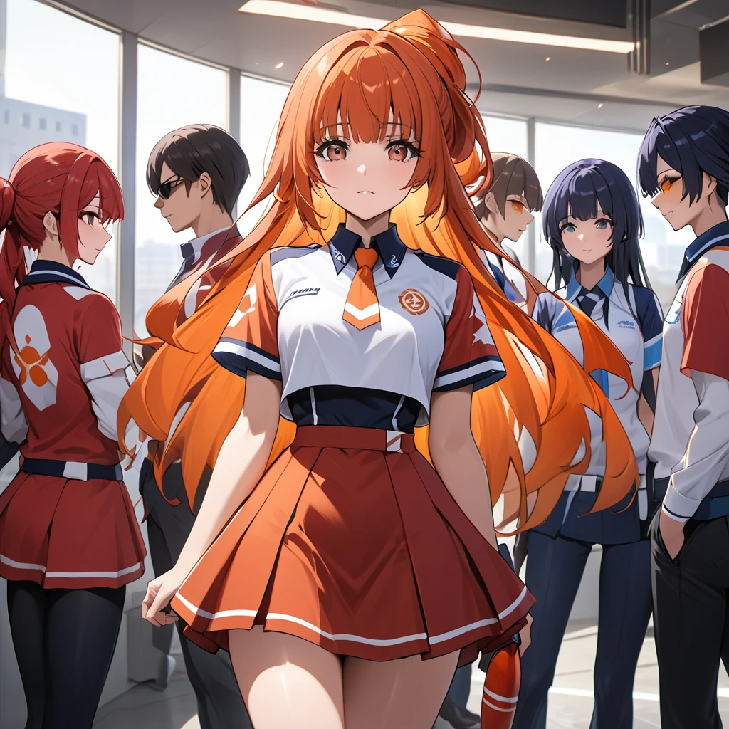 ((Highest quality)), ((masterpiece)), (detailed), (Perfect Face)、The woman is Reika Aoki, a member of the Flare Gang, with semi-long hair.、The woman is a loyal Team Flare underling who wears a Team Flare underling outfit, has a Team Flare hairstyle, and wears Team Flare tinted sunglasses.、The woman works for the leader of Team Flare.