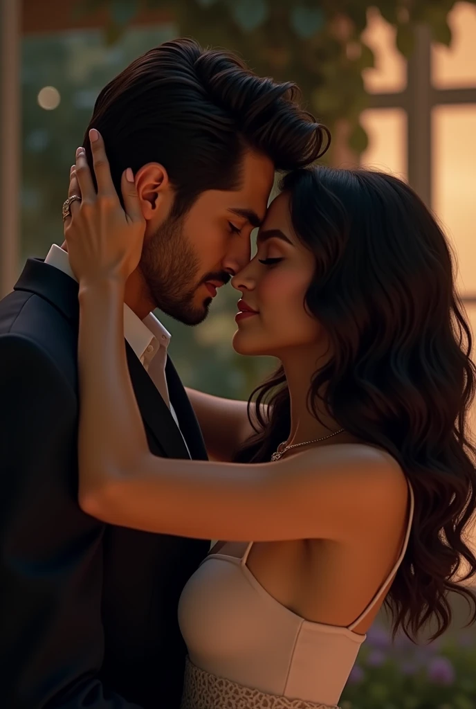 Riccardo Frascari kissing Evaluna Montaner