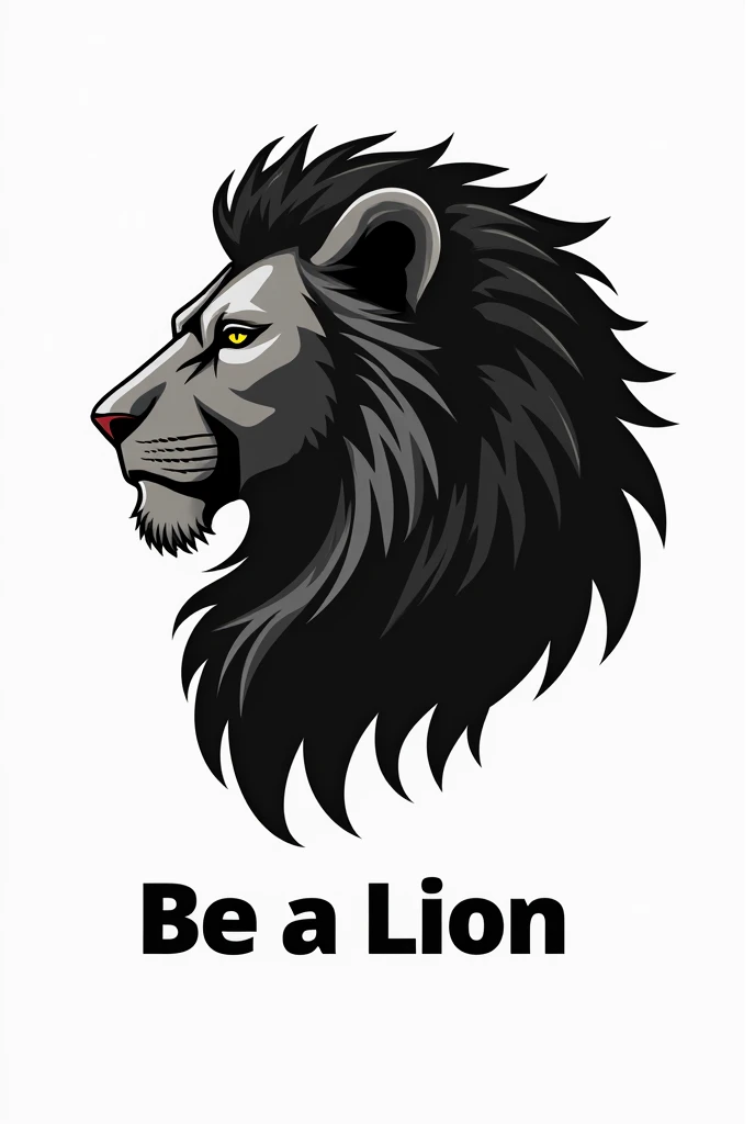 Make me an image with a logo in black and golf of a lion that says be a lion