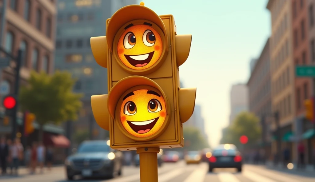 Yellow traffic signal says, "Get ready, please,"
It’s time to pause and catch the breeze. Animated