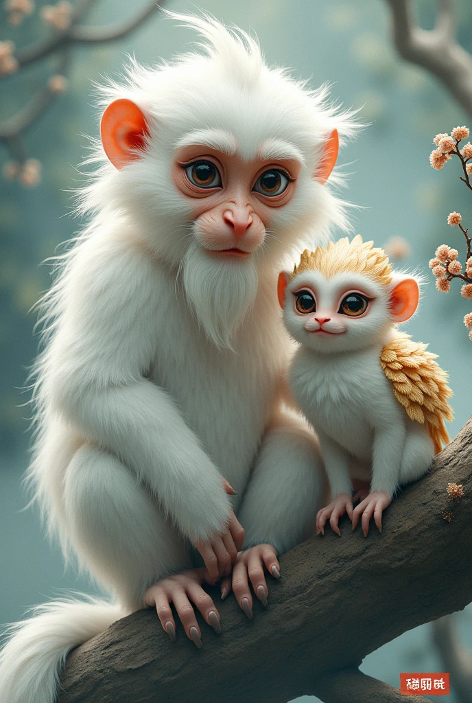 Generates a white-haired Chinese monkey and weritta