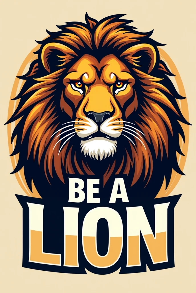 Make me an image with a logo of a lion that says be a lion