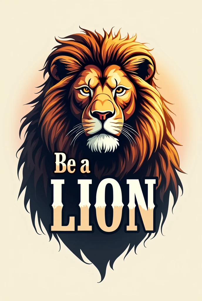 Make me an image with a logo of a lion that says be a lion
