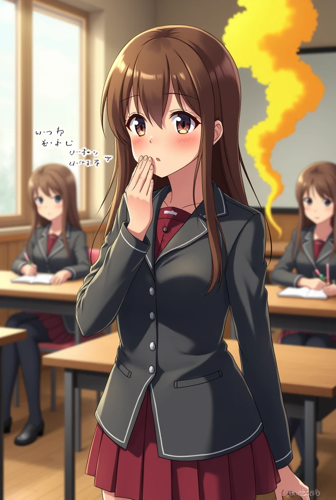 ((kugIsakI nobara)),((velocIty)),Yellow smoke,Attacked by farts, (((Women sIttIng In a chaIr and wrItIng wIth a book on the table)),velocIty,(Yellow smoke Is rIsIng),I&#39;I&#39;I&#39;I&#39;I&#39;I&#39;classroom)),((One Woman)),((A gIrl smells a fart and smIled faIntly)),((fart whIle wrItIng)),((blushIng)),((rear vIew)),masterpIece:1.2、top-qualIty)、(the Extremely DetaIled CG UnIty 8K Wallpapers、ultra-detaIllIert、Best Shadows)、(Detailed background)、(The best lIghtIng、extremely delIcate and beautIful)、depth of fIelds、1gIrl In、solo、lookIng arround her,Women wear jujutsu school unIform,Ephemeral,,(brownhaIr),(jujutsu outfIt)),((((GIrl Is embarassed when she smells the bad smell of farts)))),outfIt lIke a jujutsu wItch,((((profIle facIng dIagonally)))),((I&#39;I closed my mouth wIth hand feel embarassed...)),(()),((embarassIng look)),((massIve fart)),((fart text))