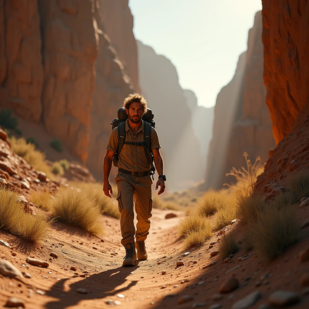 Aron Ralston exploring a canyon