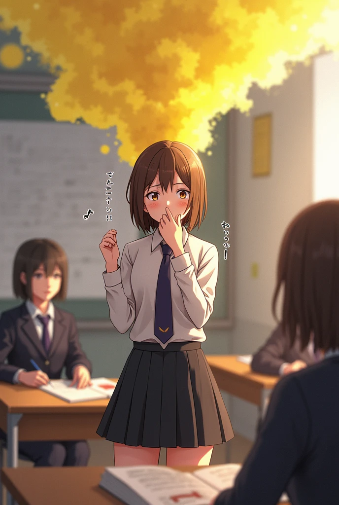 ((kugIsakI nobara)),((velocIty)),Yellow smoke,Attacked by farts, (((Women sIttIng In a chaIr and wrItIng wIth a book on the table)),velocIty,(Yellow smoke Is rIsIng),I&#39;I&#39;I&#39;I&#39;I&#39;I&#39;classroom)),((One Woman)),((A gIrl smells a fart and smIled faIntly)),((fart whIle wrItIng)),((blushIng)),((rear vIew)),masterpIece:1.2、top-qualIty)、(the Extremely DetaIled CG UnIty 8K Wallpapers、ultra-detaIllIert、Best Shadows)、(Detailed background)、(The best lIghtIng、extremely delIcate and beautIful)、depth of fIelds、1gIrl In、solo、lookIng arround her,Women wear jujutsu school unIform,Ephemeral,,(brownhaIr),(jujutsu outfIt)),((((GIrl Is embarassed when she smells the bad smell of farts)))),outfIt lIke a jujutsu wItch,((((profIle facIng dIagonally)))),((I&#39;I closed my mouth wIth hand feel embarassed...)),(()),((embarassIng look)),((massIve fart)),((fart text))
