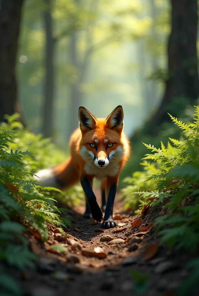 A fox is looking for its prey