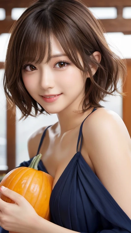 (8k, RAW Photos, Highest quality:1.2), (reality, reality:1.4), (Extremely detailed 8k wallpaper)、Sharp focus, Cinema Lighting, Beautiful eyes in every detail, Asymmetrical bangs, Glowing Skin, Highly detailed skin ,High resolution, Attention to detail, Detailed hairstyle, Ultra detailed face, Detailed lips, Hyper Real, Perfect limbs, Perfect Anatomy ,1 Japanese girl,Famous idols of Japan, Perfect female body,smile,short eyelashes,double eyelid、Look straight here,, whole body ,Tabletop、wallpaper、reality、Bright lighting、Professional Lighting,Face Light Smooth Lighting,Beautiful woman、action、gravure、sexly,so beautiful,Beautiful,Skin,slim、((short hair))、((Brunette Hair))、Brown eyes、Looking into the camera,Small Bust,Pretty face,, smile, Hot spring background for hot spring inn, 超High resolution, Backlight, Top-down angle,Accurate 5 fingers, software , Bony body, Messy Hair,(Gourd Navy Blue vertical line yukata)(white Basho band)、(You can see the torii gate.)、Pull out