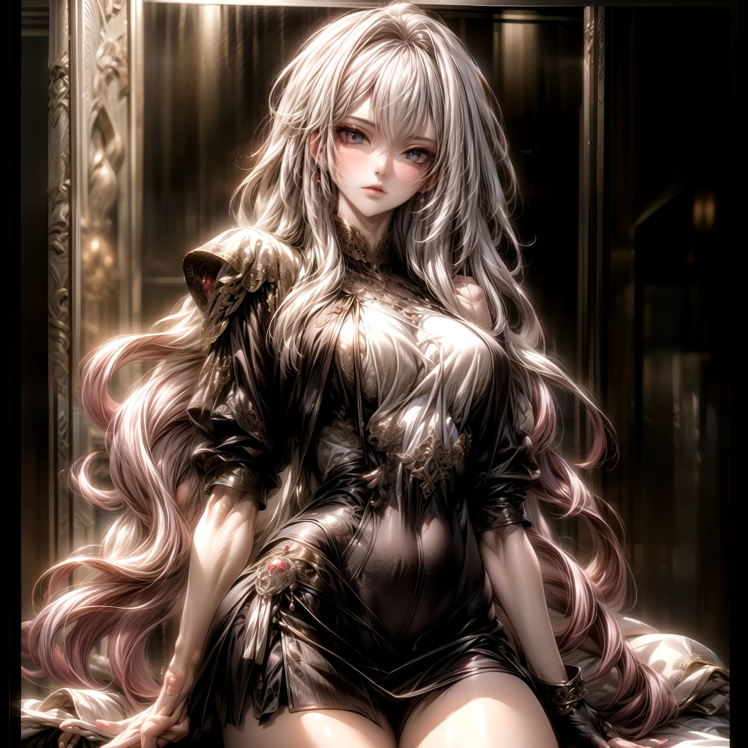 a detailed close-up of delicate female fingers, slender fingers, elegant fingers, fingers with long nails painted with nail polish, fingers gracefully posed, fingers in dramatic lighting, fingers with intricate jewelry, fingers against a soft, blurred background, (best quality,4k,8k,highres,masterpiece:1.2),ultra-detailed,(realistic,photorealistic,photo-realistic:1.37),dramatic lighting,intricate details,elegant,cinematic composition