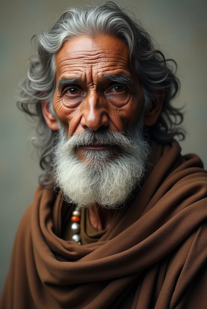 A indian ancient man looking attractive and educated  and seeing front Direct eye contact 
