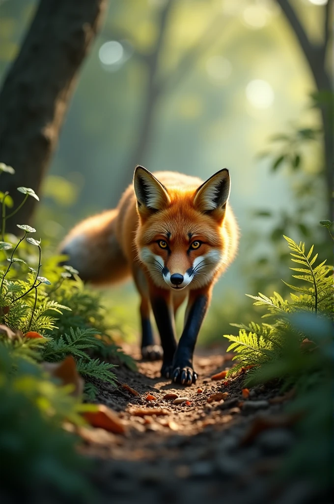 A fox is looking for its prey