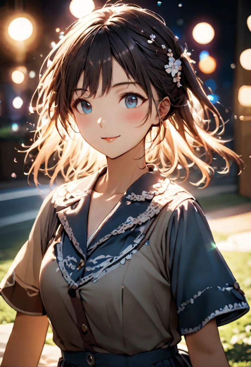 {{Highest quality}},Delicate illustration,Detailed depiction, masterpiece, Boho Eye Hinai Girl, Playful Themes, Two girls、女子High school student a+B(High school student a(Raw photo of a girl in uniform。Decorative details and symbols are often used。, Brown hair gently fluttering in the wind,Clear blue eyes、A gentle smile)、高校生B(Raw photo of a girl in uniform。Decorative details and symbols are often used。, Black hair gently fluttering in the wind,Clear red eyes、A gentle smile))、 Long-distance shots, High Key Light, Hard Shadows, Soft bokeh, Professional photography, A balanced deal, Balanced Exposure,