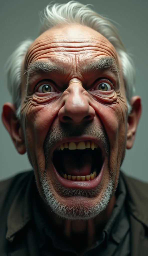 Shock expression of an old man very realistic 8k resolution 