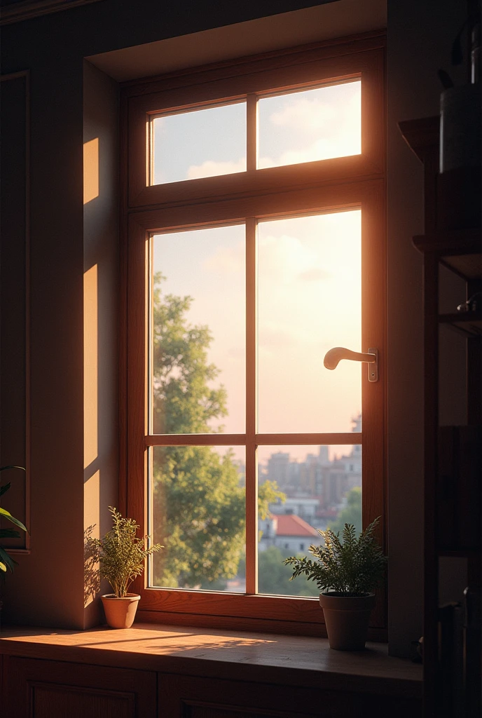 A closed window but light outside it