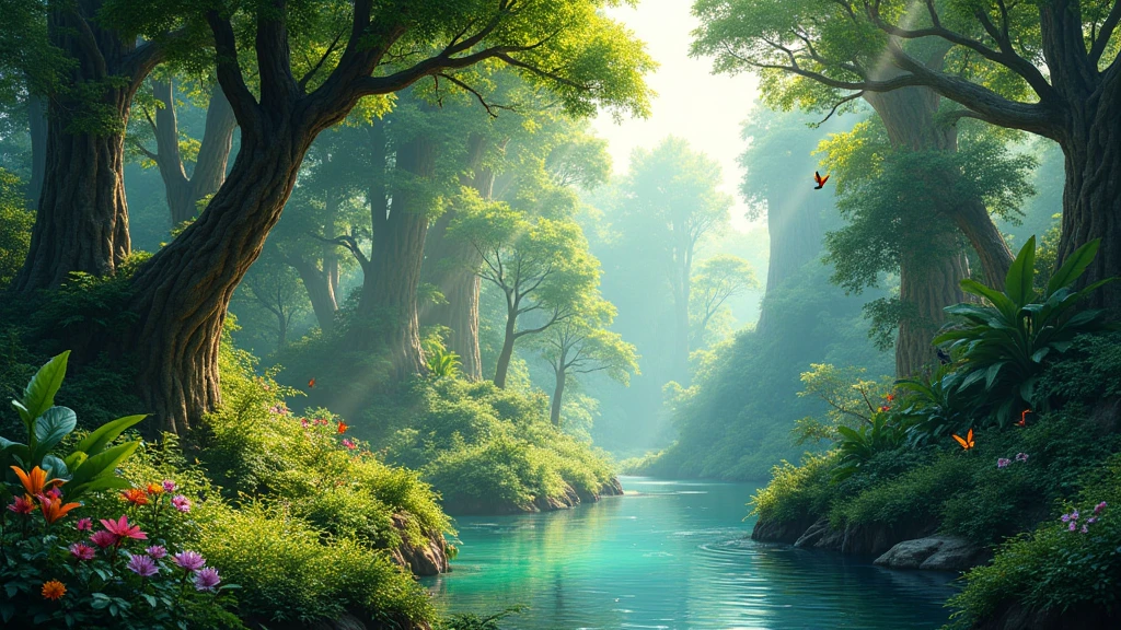 The green forest nearby the river in Thai 8k