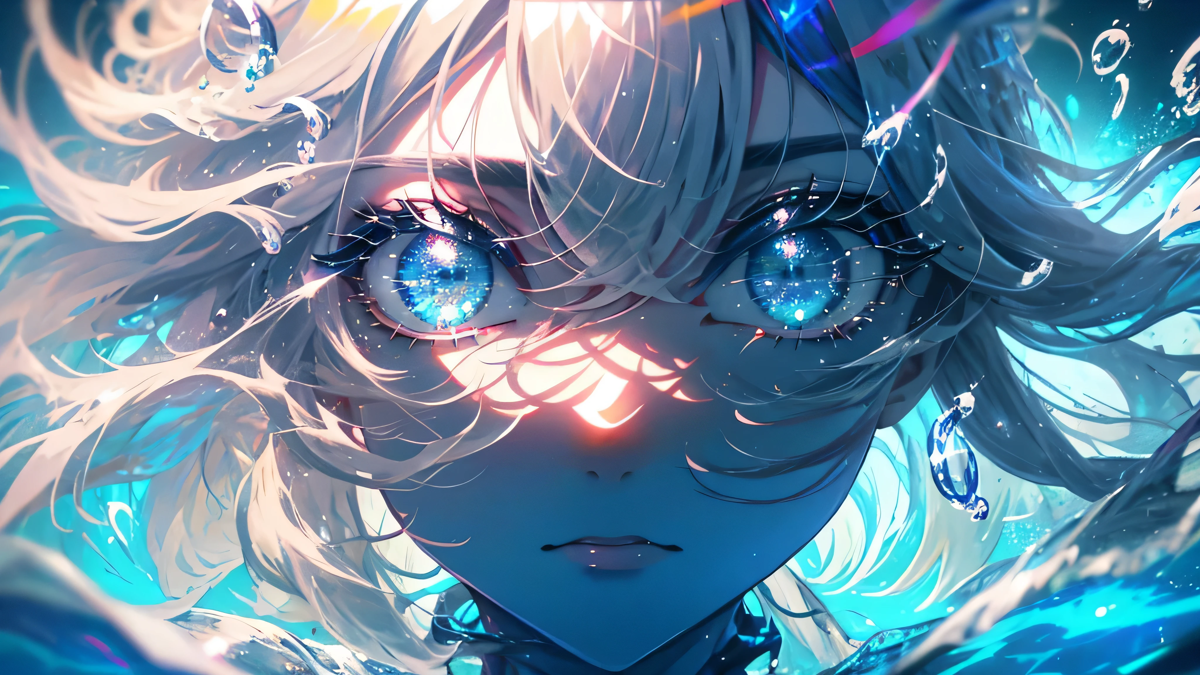 beautiful detailed eyes, eyes closeup, colorful, water, water drops, eyes focus