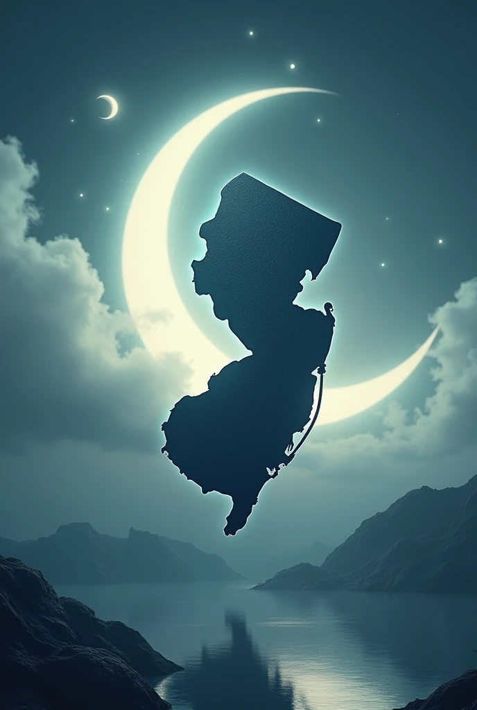 NJ in a moon with number 18 in the background
