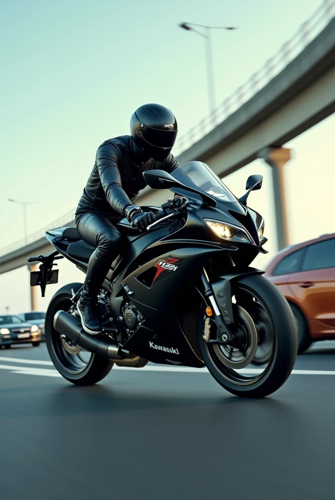 Ninja h2r Kawasaki drifting in way of Highway