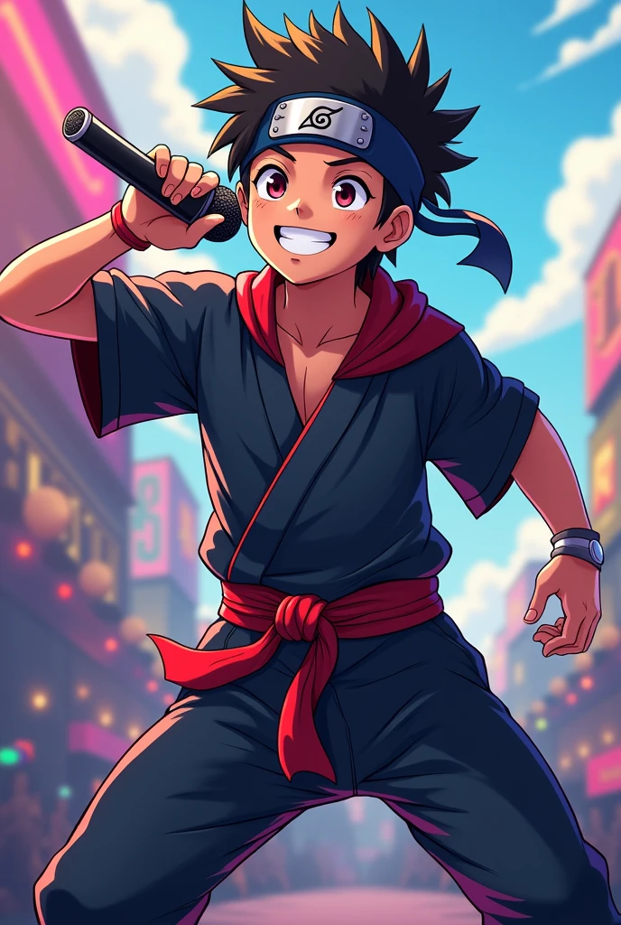 Ninja with a microphone　Anime Style　NARUTO smile