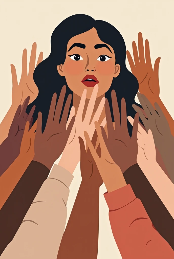 Create poster with presence of all age women to show women empowerment  should use faint colour in posters  only mention face and hand of unity 