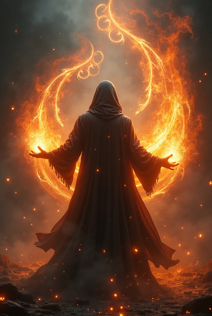 dark background, Lights, magic, fire