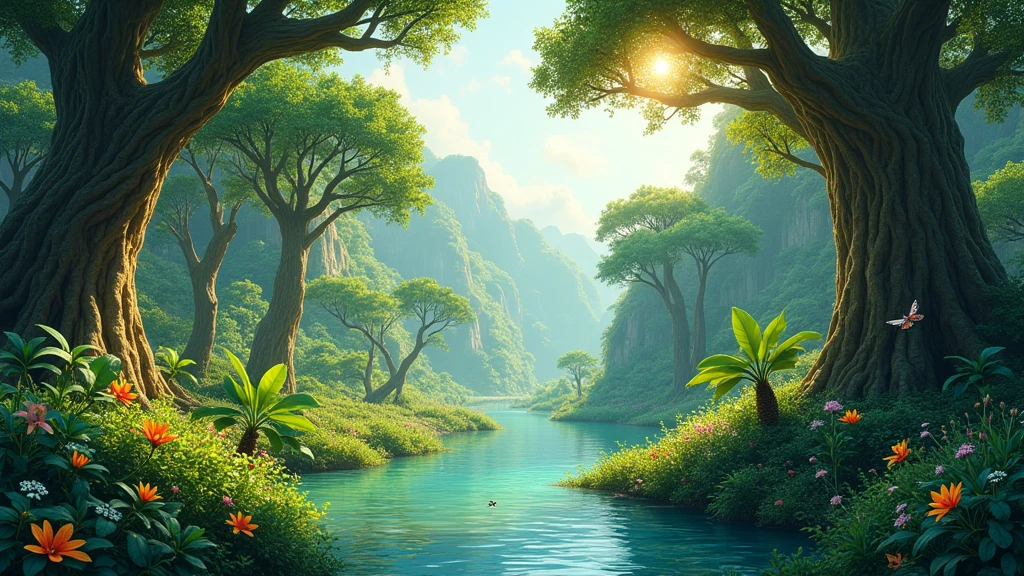 The green forest nearby the river in Thai 8k