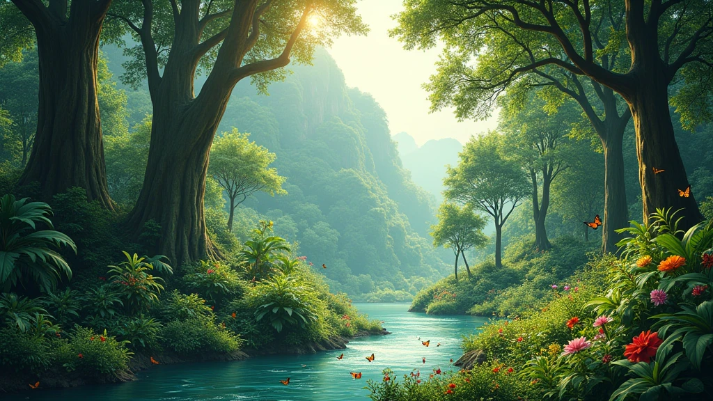 The green forest nearby the river in Thai 8k