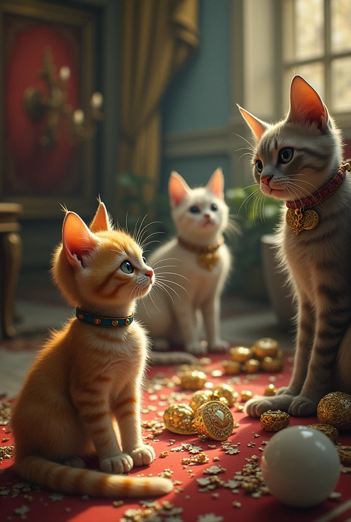 Cat poor Interested in the game of a rich friends has a game