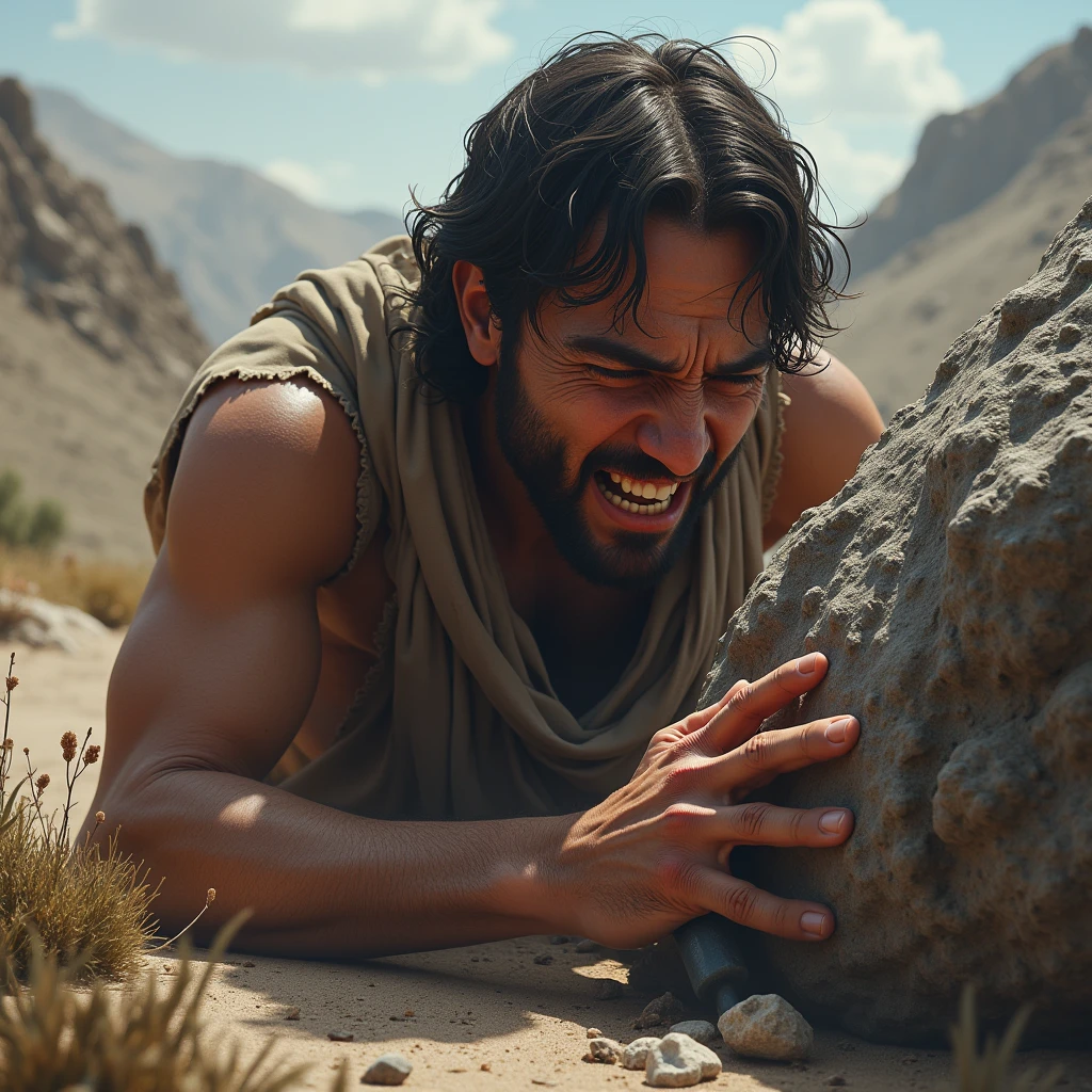 a person who has his hand stuck by a rock, tries to cut off his stuck hand.