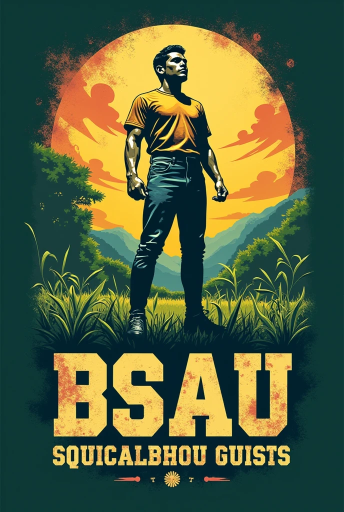 Make a T shirt design of BSAU stance for Bulacan State Agricultural University that can see the spirit and value of BSAU