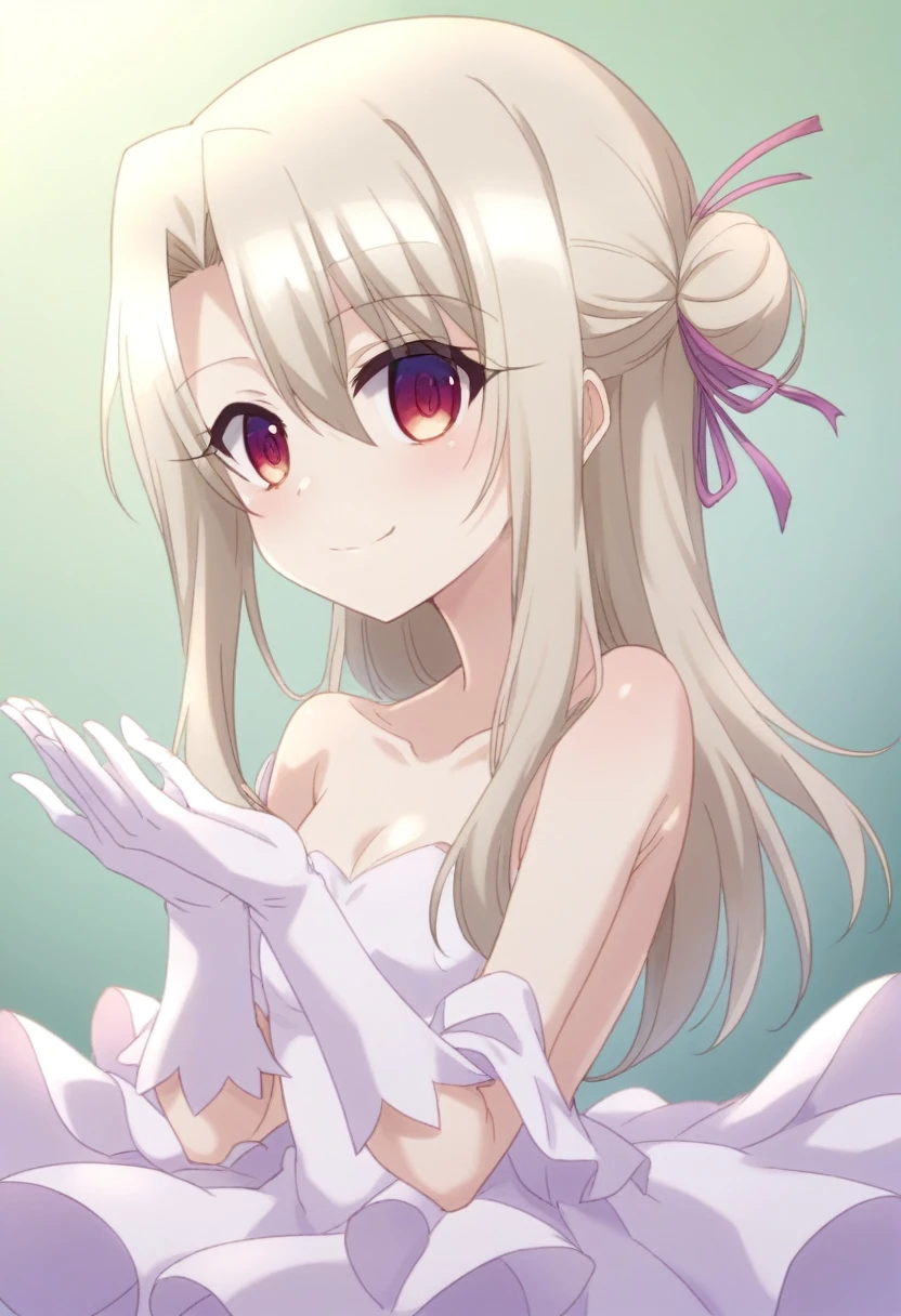 great quality ++ Extremely detailed high resolutionolution, very aesthetic, expressive eyes, (((Perfect face))), (((face symmetrical))), ((good anatomy)), (((perfect hands))), (((8k))), UHD, hd wallpaper, (((detailed high cal, (((((1girl)))))), only, Masterpiece, The best quality, high resolution, Highly detailed, (illustration), Beautiful detailed eyes, ((((fullbody))), (((solo))), (((((koyanrab))))), (((smiling))), (((fusion))), (((agglutination))), (((Combination))), ((((((((illyasviel von einzbern)))))))), (((purple eyes))), (((purple hair))), (((hair_bun))), (((long_hair))), (((side_ponytail))), (((single_hair_bun))), (((white dress))),
