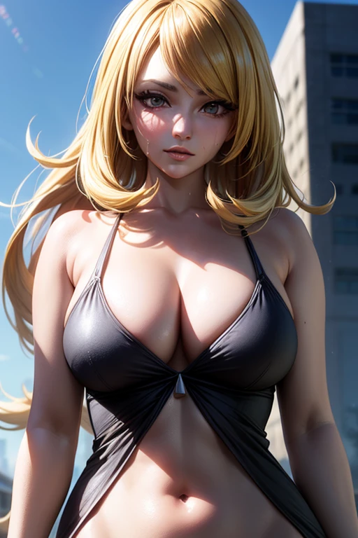 masterpiece, Highest quality, (Unreal Engine), reality:1.5, Super Resolution,  Very detailed, Complex, colorful, Clear images, Sharp focus, Digital Blending, 

Beautiful woman, cynthia \(pokemon\), , Perfect Eyes, Beautiful Eyes, Perfect Face, Ultra detailed hair, Ultra detailed face, Very detailed lips, Vivid expression, Healthy Body, Beautifully detailed sweat glands, Smooth skin texture, Beautiful Skin, Carefully drawn,

Dynamic pose, 

In the Pokémon world, Outdoor, In the hustle and bustle of the city, (Shot on Sony α9, Dynamic Angle), 

