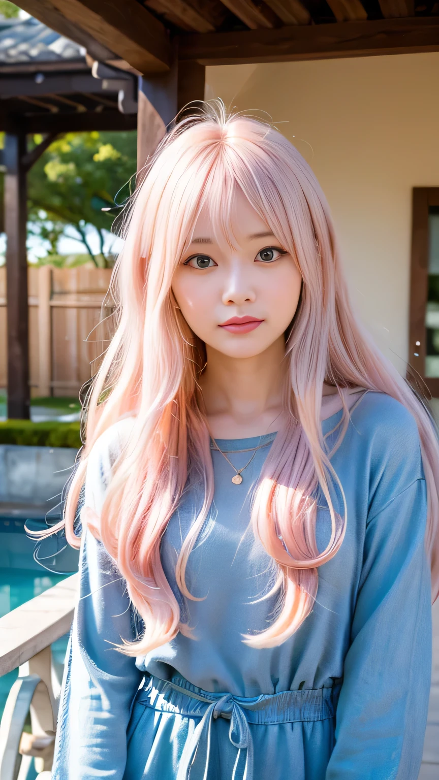 Ai Hoshino, beige pink hair, Blue Hair,Long Hair, favorite , Beautiful, shining eyes, Stars in my eyes, Idol, 2By people, 2 girls, Long pink hair