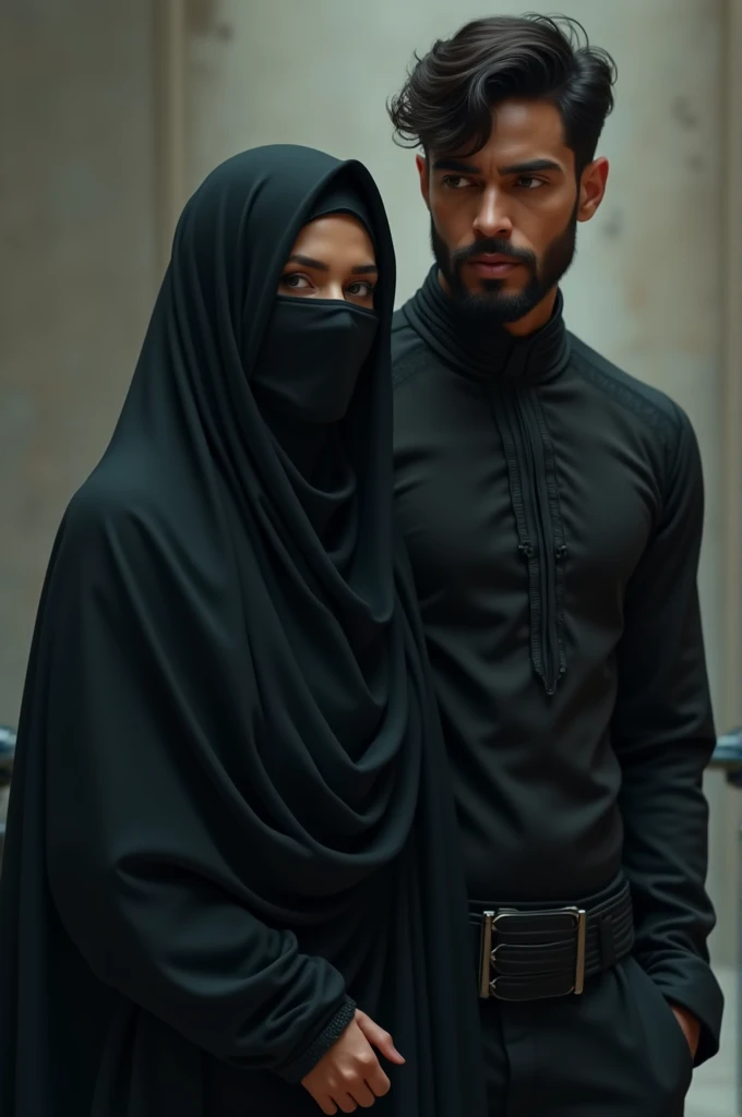 A niqab women and a handsome black indian