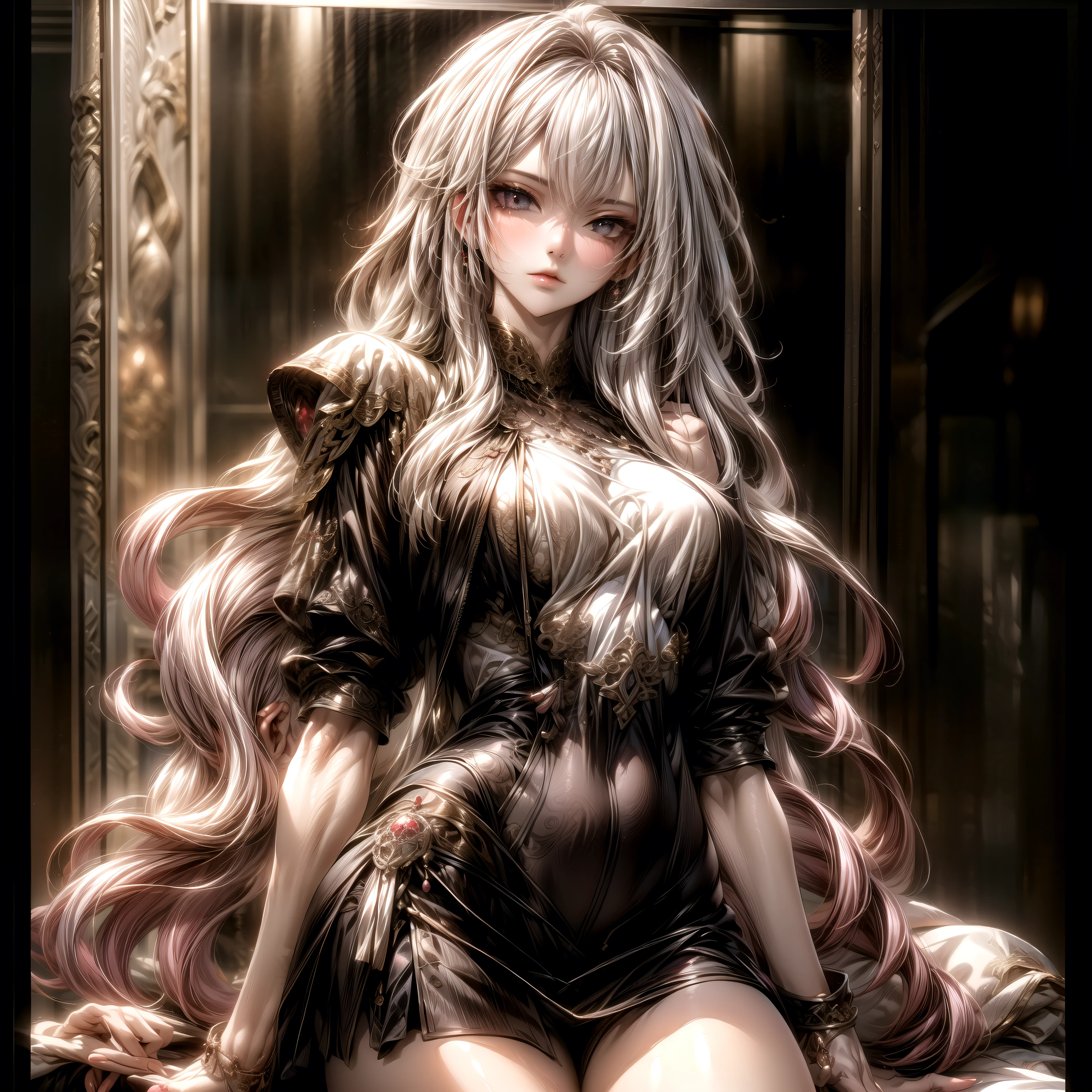 a detailed close-up of delicate female fingers, slender fingers, elegant fingers, fingers with long nails painted with nail polish, fingers gracefully posed, fingers in dramatic lighting, fingers with intricate jewelry, fingers against a soft, blurred background, (best quality,4k,8k,highres,masterpiece:1.2),ultra-detailed,(realistic,photorealistic,photo-realistic:1.37),dramatic lighting,intricate details,elegant,cinematic composition