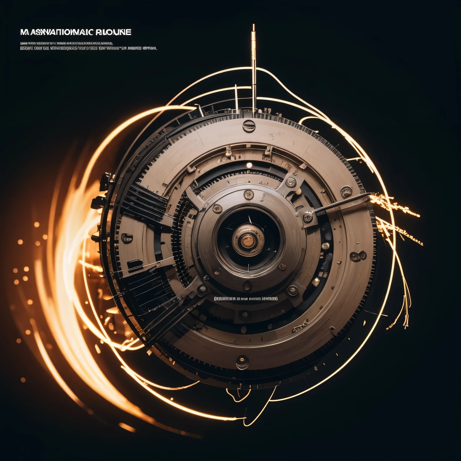 Create a cover image for an instrumental rock album featuring a mechanical design. The background should be a dark, textured surface that contrasts with metallic elements. Incorporate various guitar parts like gears, springs, and pickups, integrated into a complex, futuristic mechanical structure. The design should include detailed, interlocking components that resemble a high-tech machine, with subtle glowing accents to emphasize the energy of the music. The album title and artist name should be displayed in a sleek, modern font, seamlessly blending with the mechanical theme. The overall look should convey a sense of both classic rock and advanced technology.