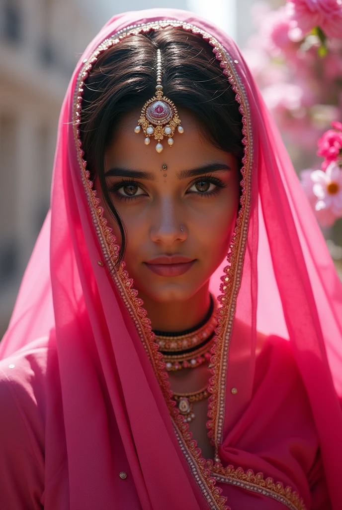 Indian girl in pink saree