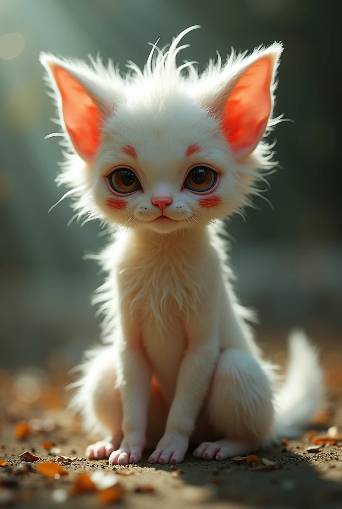 furry, White skin, ultra cute face, red elements on the skin, beautiful lights and shadows, ambient light, ultra detailed skin, volumetric light, naked