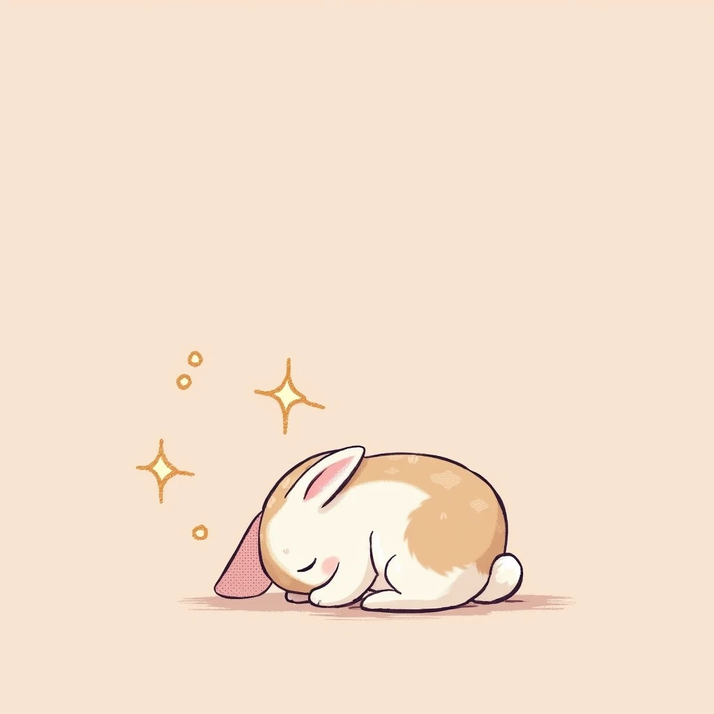 Chibi Style, dot halftone, Flat Color, deep々A rabbit bowing,The head is lowered between the hind legs,