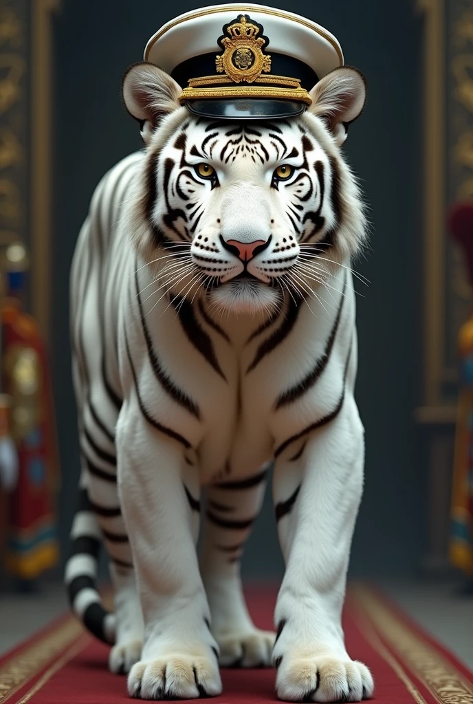 White tiger with official hat