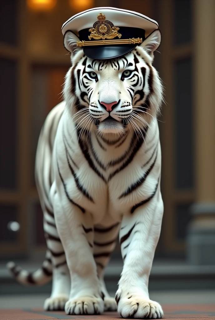 White tiger with official hat