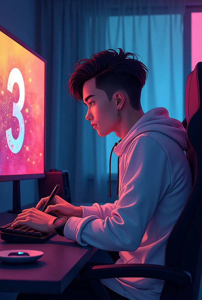 One anime handsome man sit in Gaming room and write Nepali Brand it’s perfect but Write Nepali Brand 