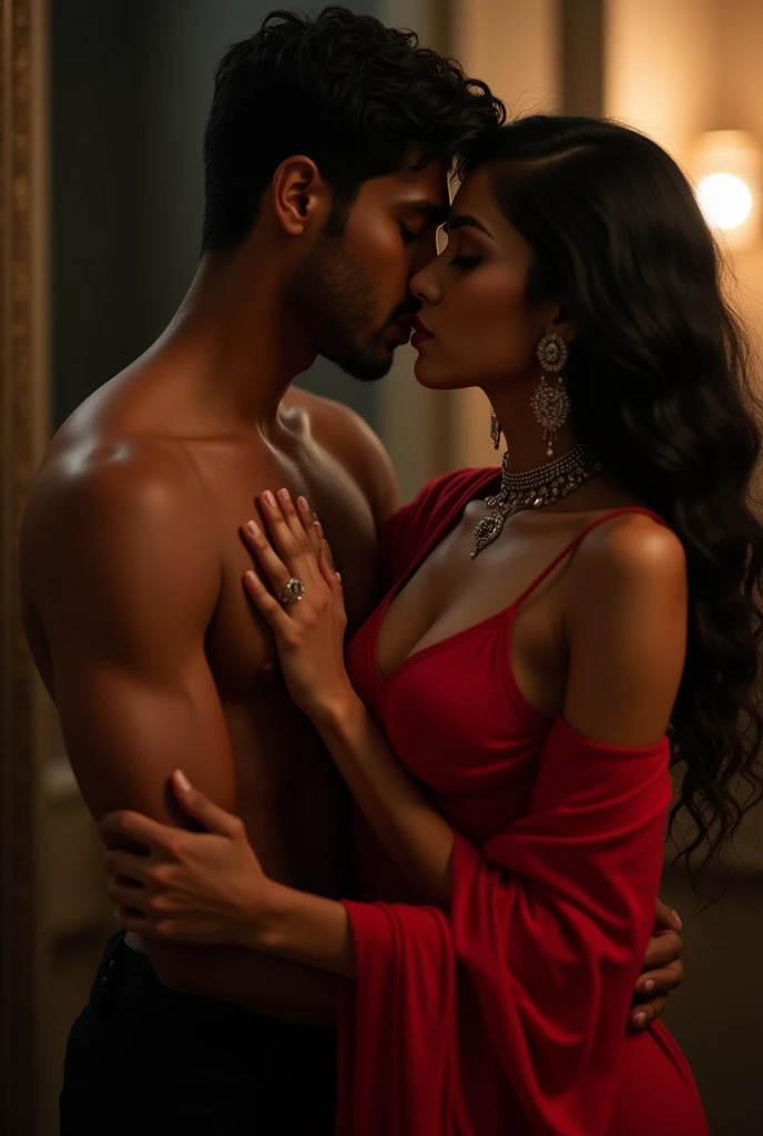 Malayali hot couples kissing girl in red outfit