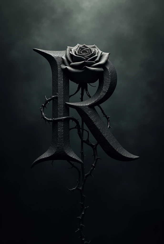 Make a letter logo for the name “BlackRose” with a dark theme 
