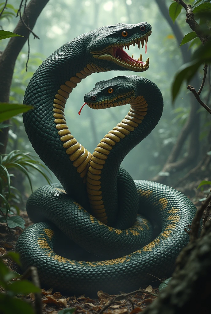 Anaconda fighting with king cobra war