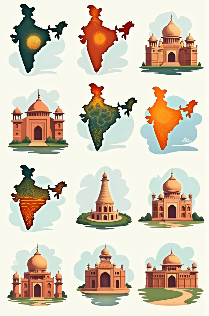 India all state icon design one by one