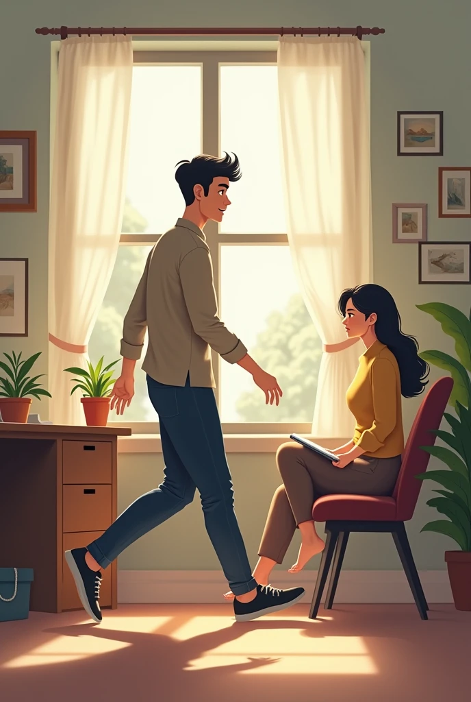 The boy returning to his office with a lighter step and the girl looking out of her window with a serene smile. Scenes of their everyday life with a sense of peace and resolution.