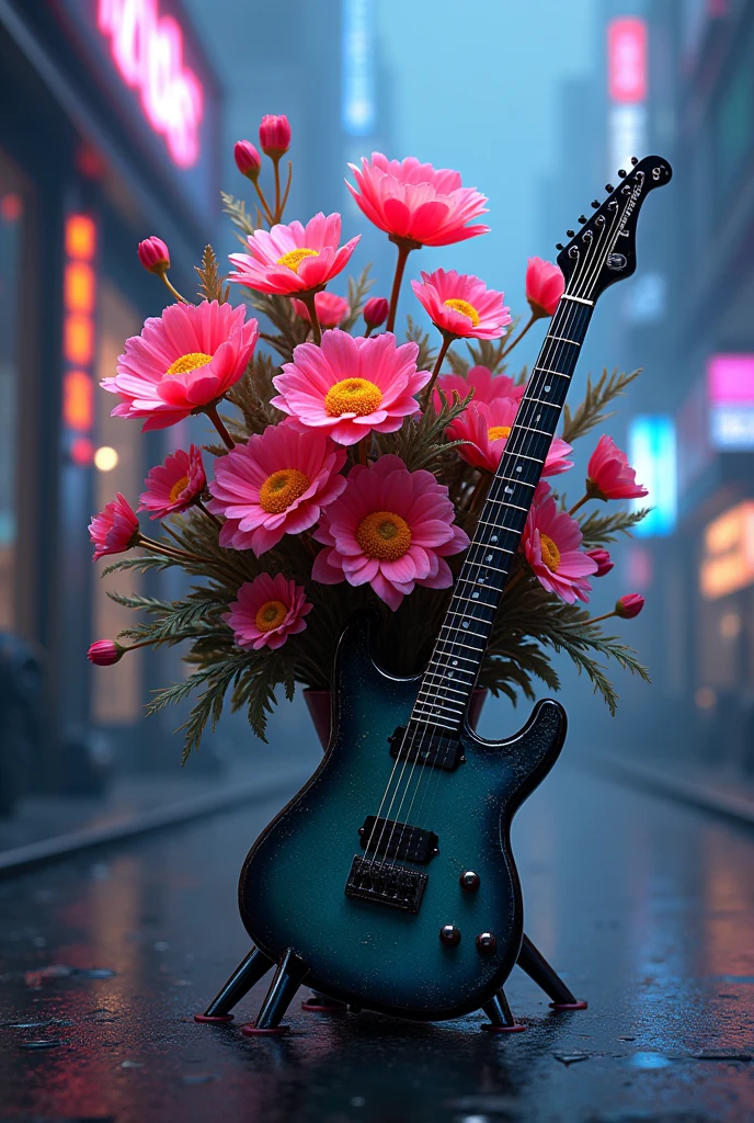 Just flowers and guitar, no one,Cyberpunk